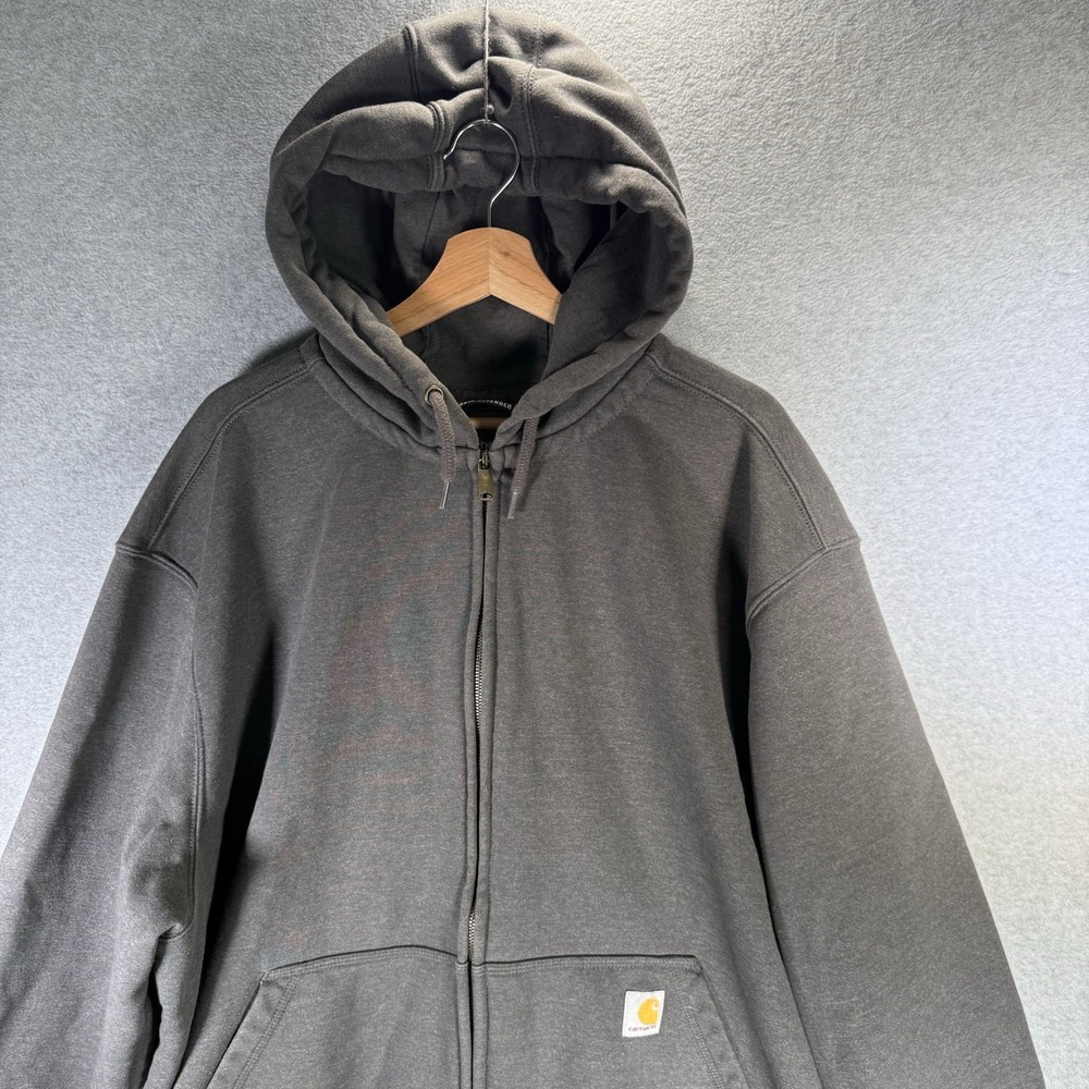 Carhartt Men's Loose Fit Rain Defender Size 3XL Gray Heavyweight Full Zip Hoodie - Picture 2 of 10
